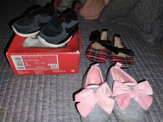 Size 1 Nike Shoes, and 2 Slippers