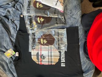 bape x burberry black tee