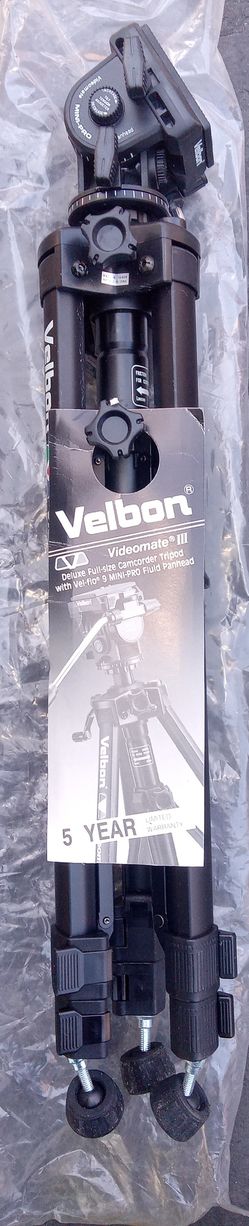 Velbon Camera Tripod Vel-flo 9 Videomate For Camcorder , New , No Box