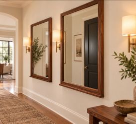 **DELIVERY AVAILABLE** Vintage Pair of 1960s Mid-Century Modern Solid Ash Wall Mirrors - Walnut
