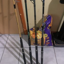 Four 7 ft Fishing Rods Inshore / Offshore Used and Still in Good Condition!