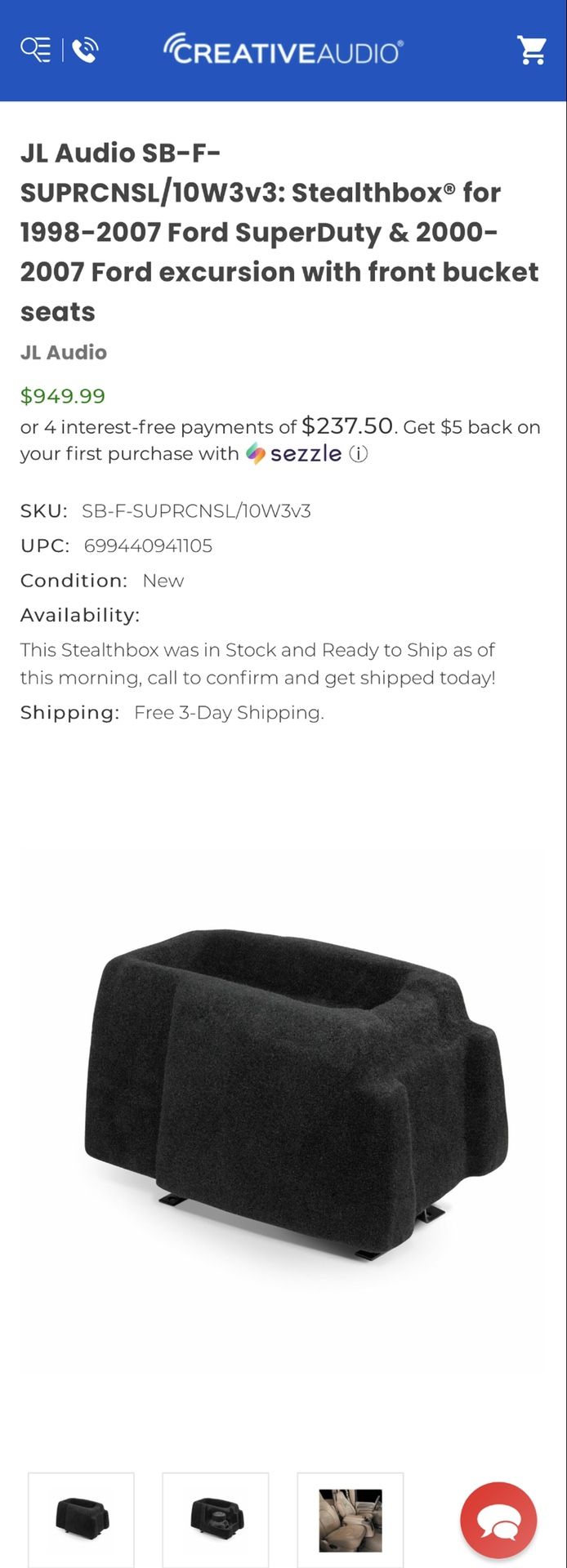 Ford Super Duty F250 , F350  Speaker Box