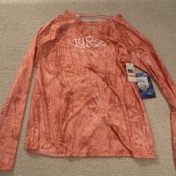 Womens Small Lurz Fishing Apparel Sun Shirt Orange 