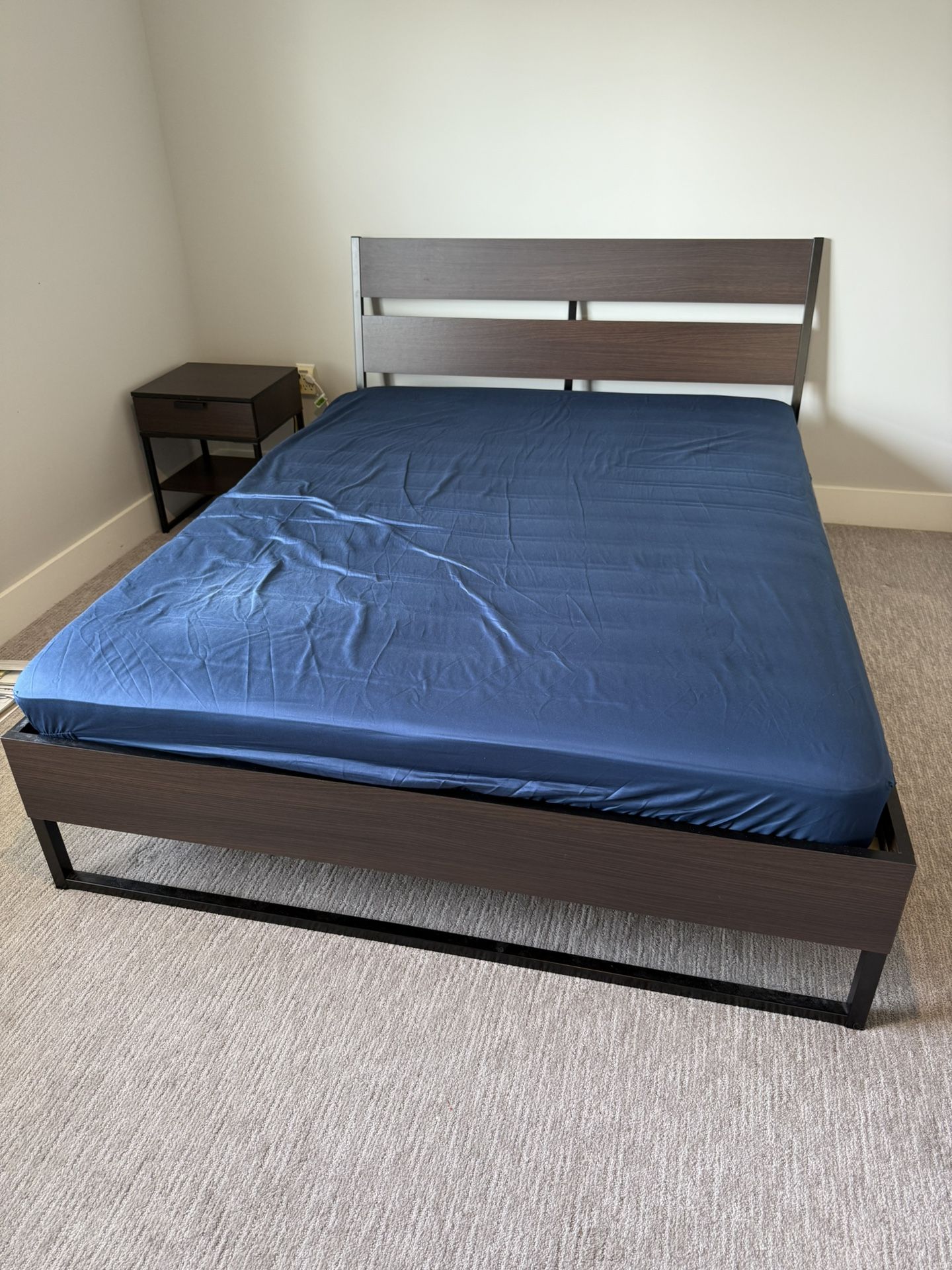 Queen Bed Frame And One Side Table