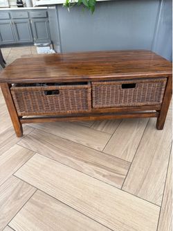 Table with wicker drawers