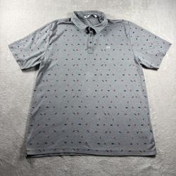 Travis Mathew Golf Polo Men’s 2XL Gray Shirt Geometric Print Pima Cotton #8F
