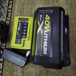 40 V Ryobi Battery 6ah And Charger 