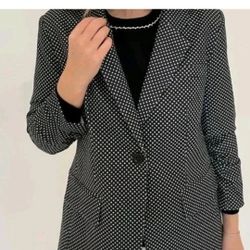 New Peace of Cloth Blazer Jacket Black Size Large L Pindot Barbra Katz New York 