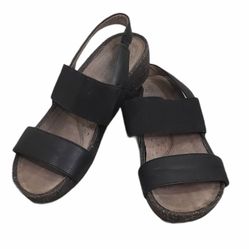 Natural Soul Size 6 Women’s Kemp Black Brown Slingback Flats Sandals Open Toe Comfort Outdoor Hiking Summer Beach Vacation Travel