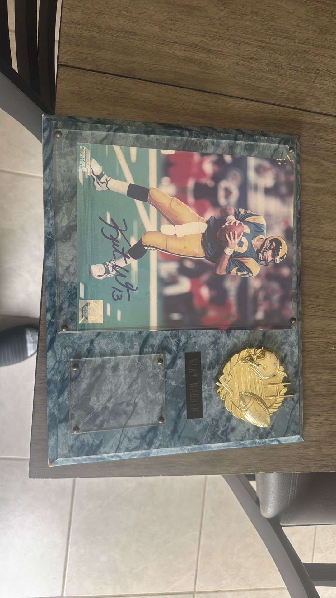 Kurt Warner Autographed Plaque