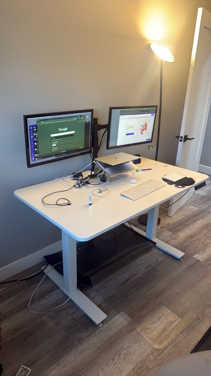 Work from home setup - Desk, Lamp & Dual Monitors for Sale in Chula ...