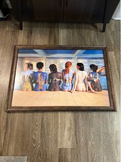 Pink floyd art in wooden frame - professionally framed