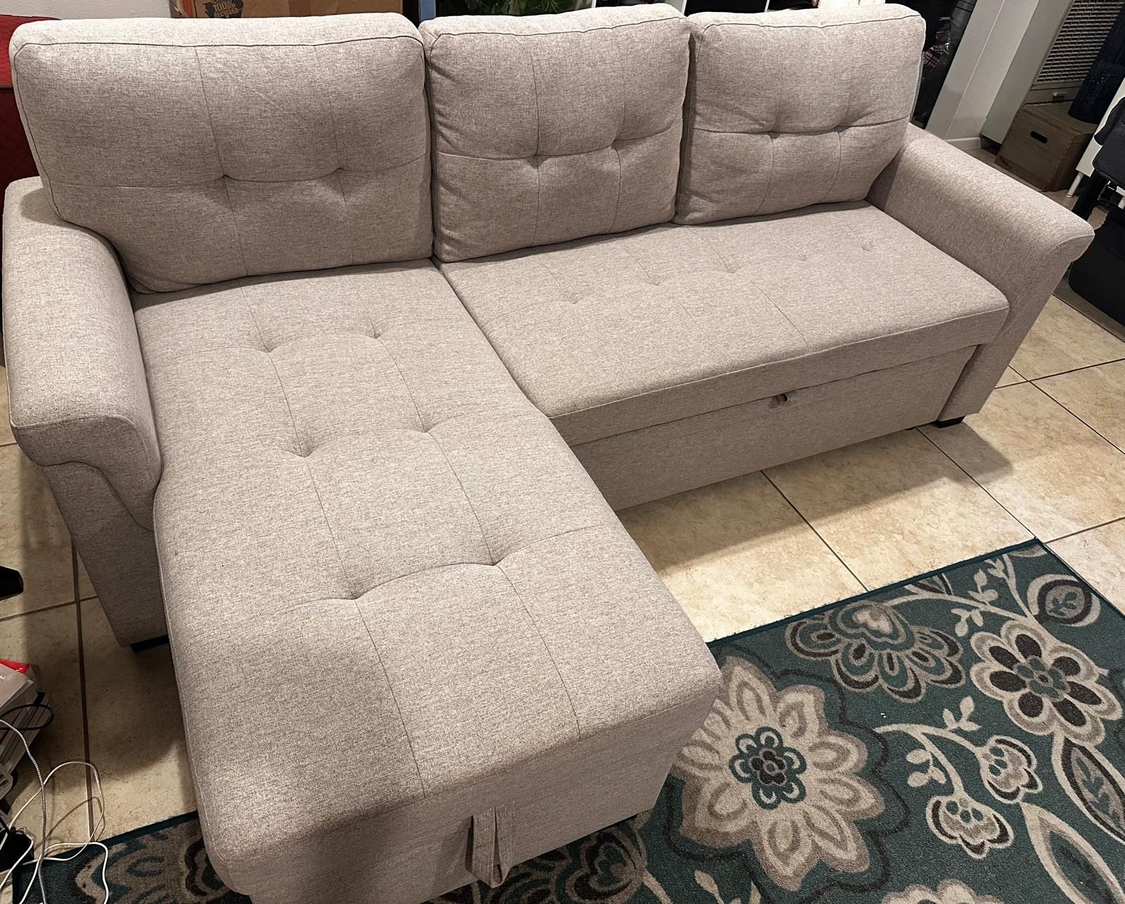 Copper Grove Perreux Linen Reversible Sleeper Sectional Sofa