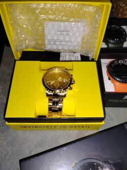 Invicta Gold Chronograph Watch with Box