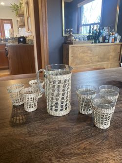 Raffia Pitcher/Cup Set