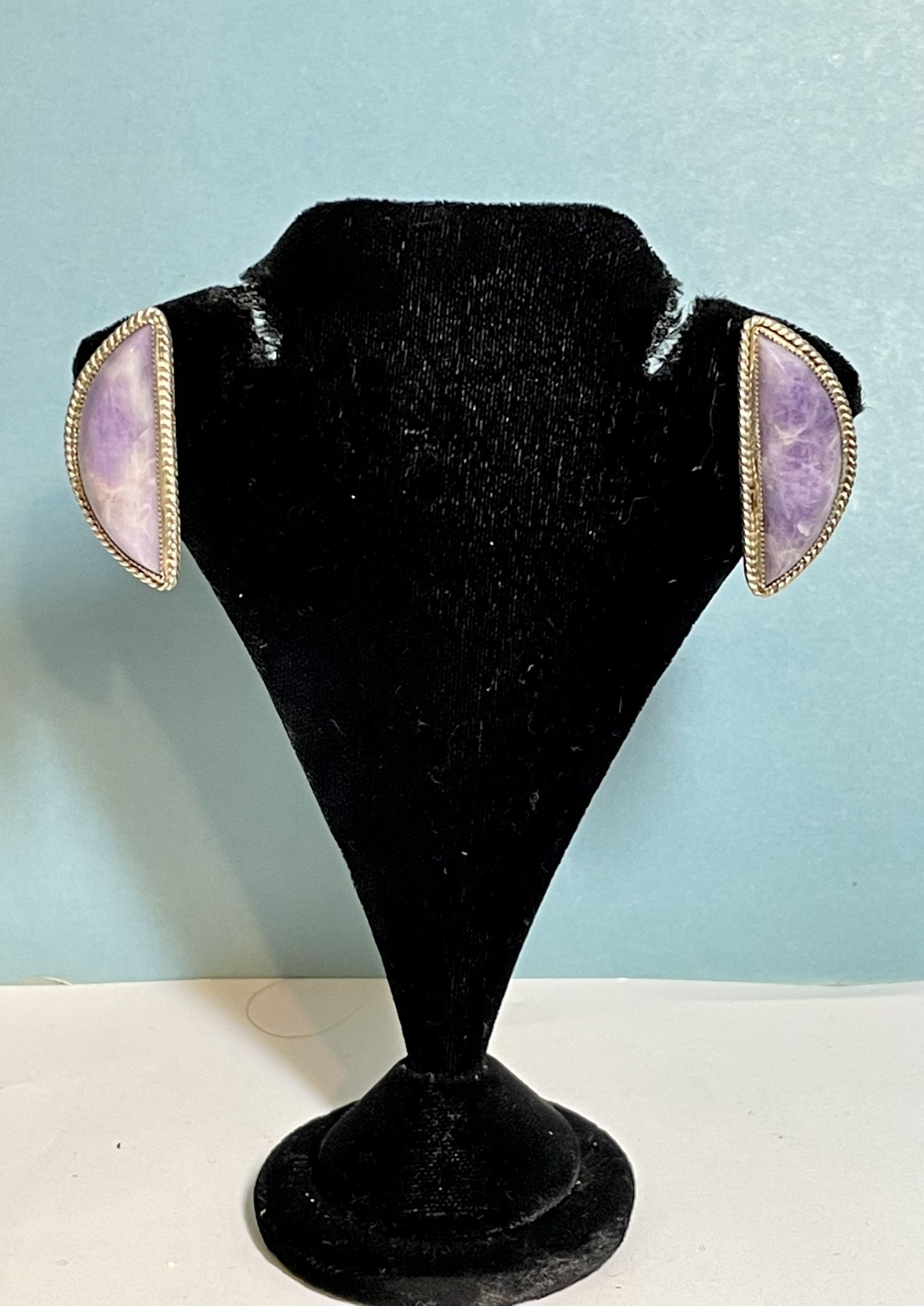 Sterling Charoite Clip On Earrings
