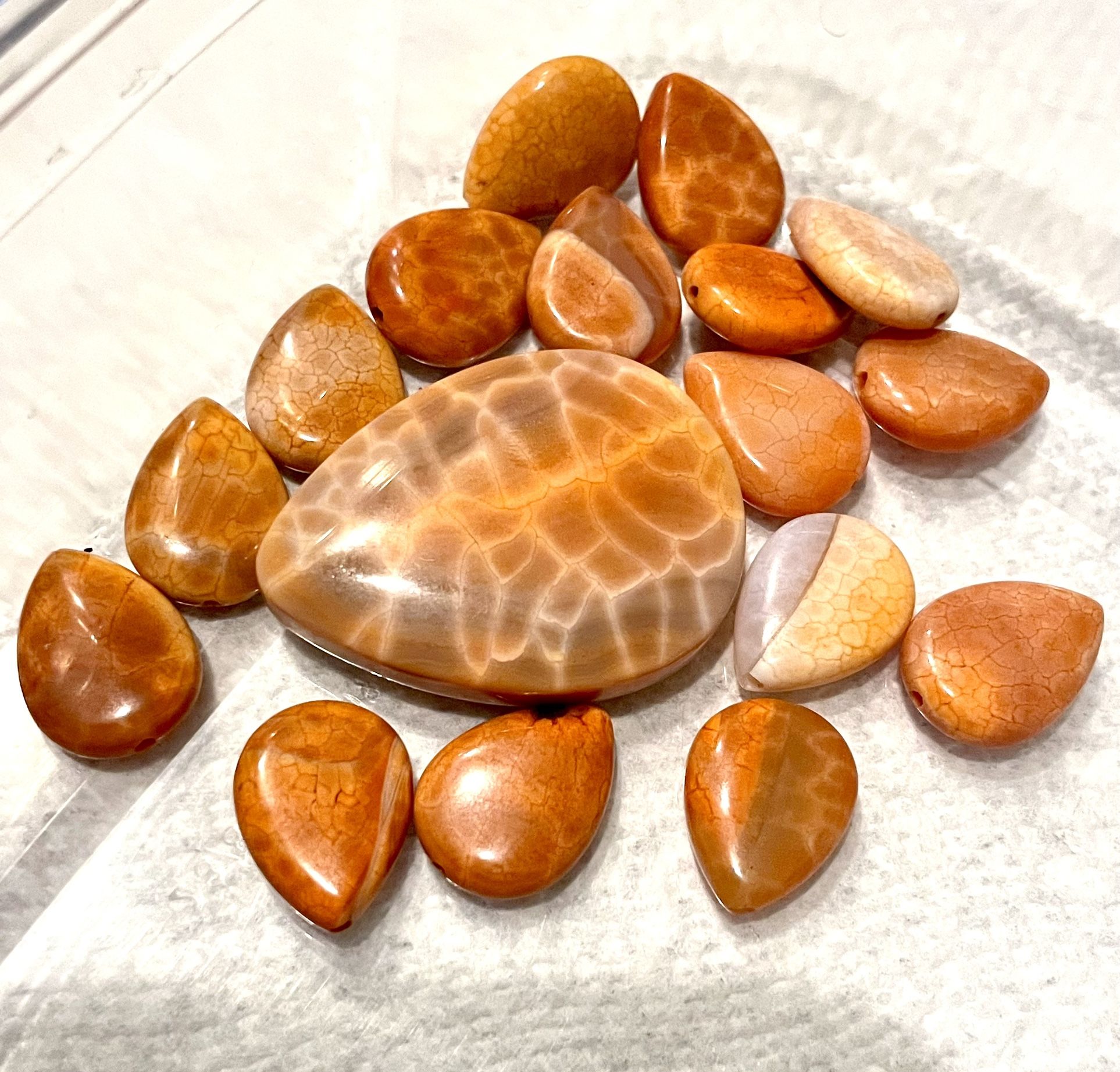 Lot Of Fire Agate Beads & Pendant