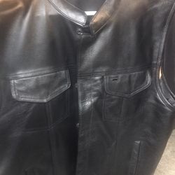 Mens Leather Vest Size Large