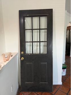 Exterior Black 9-Lite Entry Door w/ Glass & Hardware