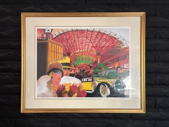 Framed Art Deco Style Print with Gold Frame