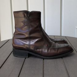 Vintage Florsheim Burgundy Leather Beatle Boots Zip Disco Hipster Size 8