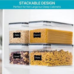 NEW Airtight Food Storage Containers with Lids 4PCS Set 3.2L, Plastic Spaghetti Canisters for Pasta organizer, BPA Free Air Tight Kitchen Pantry