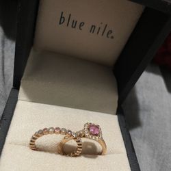 Pink Sapphire Blue Nile Ring Set