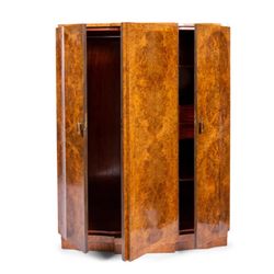 Vintage Art Deco Burr Walnut Wardrobe, c1930