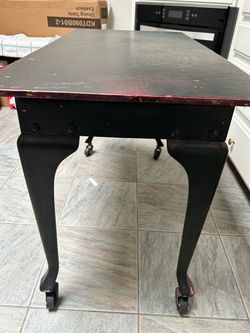 Vintage Black Wood Table on wheels