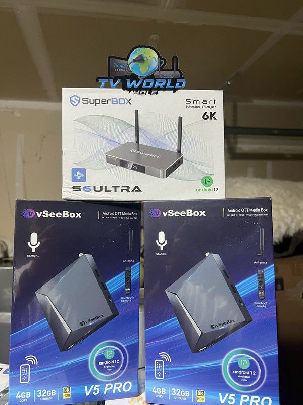 SuperBOX Super box S6 Models Max, Pro, Ultra, Supreme & Vsee Models V3 Plus V5 Pro Vsee Elite ultra 8 wholesale available