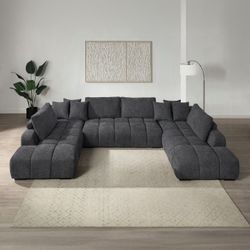 Brand New Grey Super Plush Chenille Sectional Sofa 