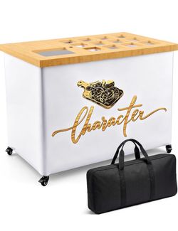 Novabright 4ft Foldable Charcuterie Cart Bamboo Top Storage Bag,White- See Description!!!