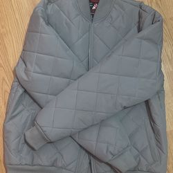 Grey Quilted Bomber Jacket 