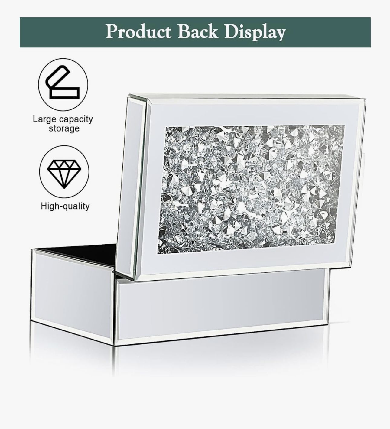 Crystal Crushed Diamond Mirrored Jewelry Box
