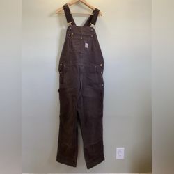 Carhartt R01 Bib Overall Dark Brown Unlined Duck 40x30