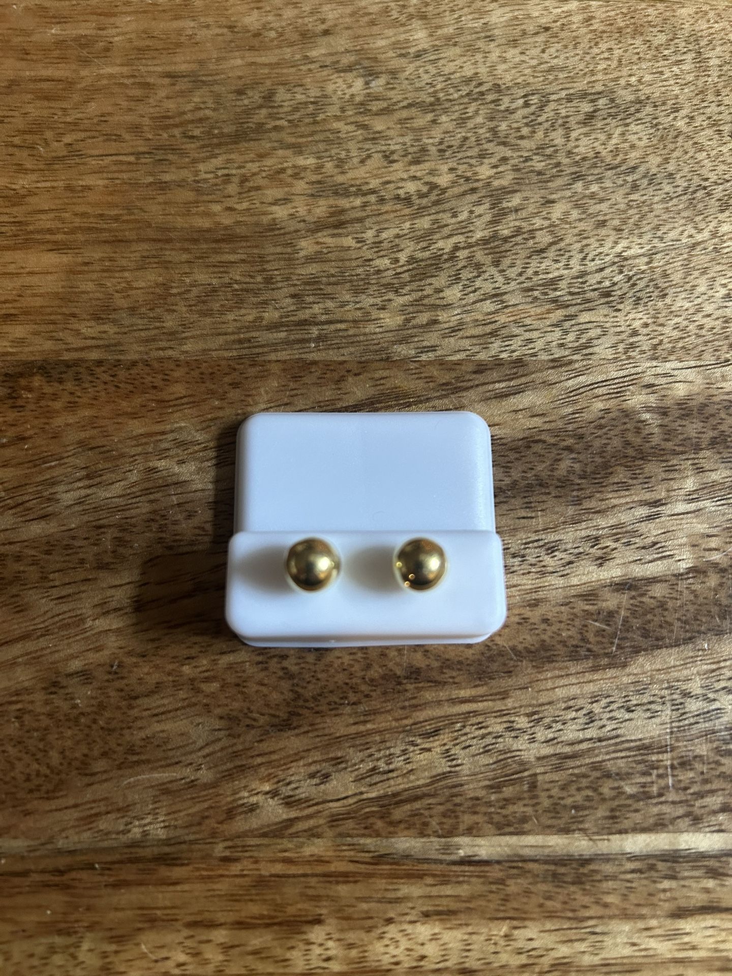 6mm Push Back Ball Earrings Gold Over 925 Silver 