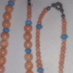 2 Matching Coral. and Turquoise Necklaces