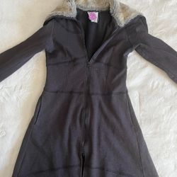 Rare Vintage Free People Full Zipper Long Style Fur Trimmed Collar Lightweight Jacket