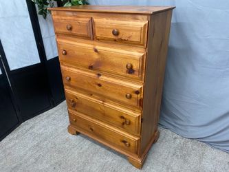Knotty Pine 5-Drawer Tallboy Dresser