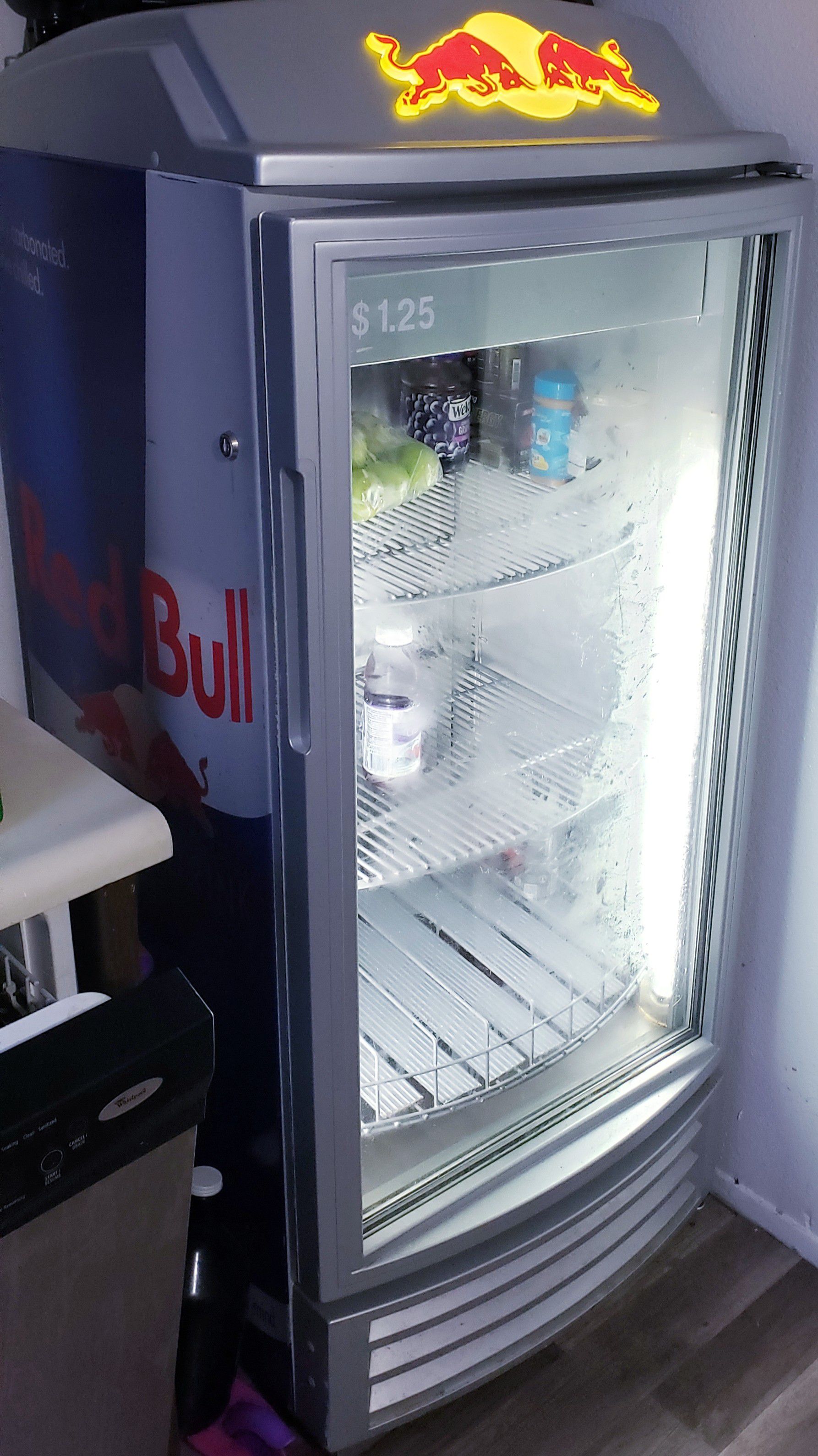 Redbull / Red Bull Commercial Beverage Cooler Fridge / Refrigerator w/ Hard to Find Full Lit Top Signage! Cools to the Chill! Works Great!