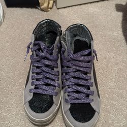 P448 Black High Top Sneakers, Size 6.5-7