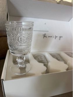 New Goblet Glasses Floral Vintage Drinkware