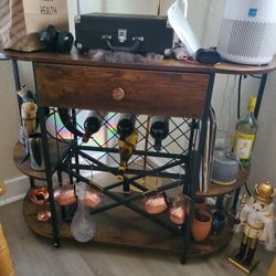 🍷 Rustic Wine Bar / Coffee Bar Cabinet with LED Lights