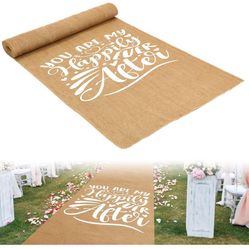 Tudomro 40 Inch x 15 Ft Extra Long Natural Burlap Wedding Aisle Runner Outdoor Jute Burlap Aisle Runner for Wedding Ceremony Rustic Indoor Carpet for 