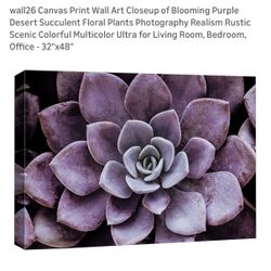 48”x32” Canvas Wrapped Purple Cactus Painting 