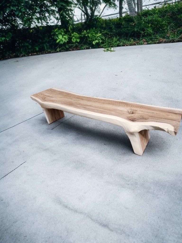 98" Teakroot Solid Live Edge Monkey Slab One Piece Bench 