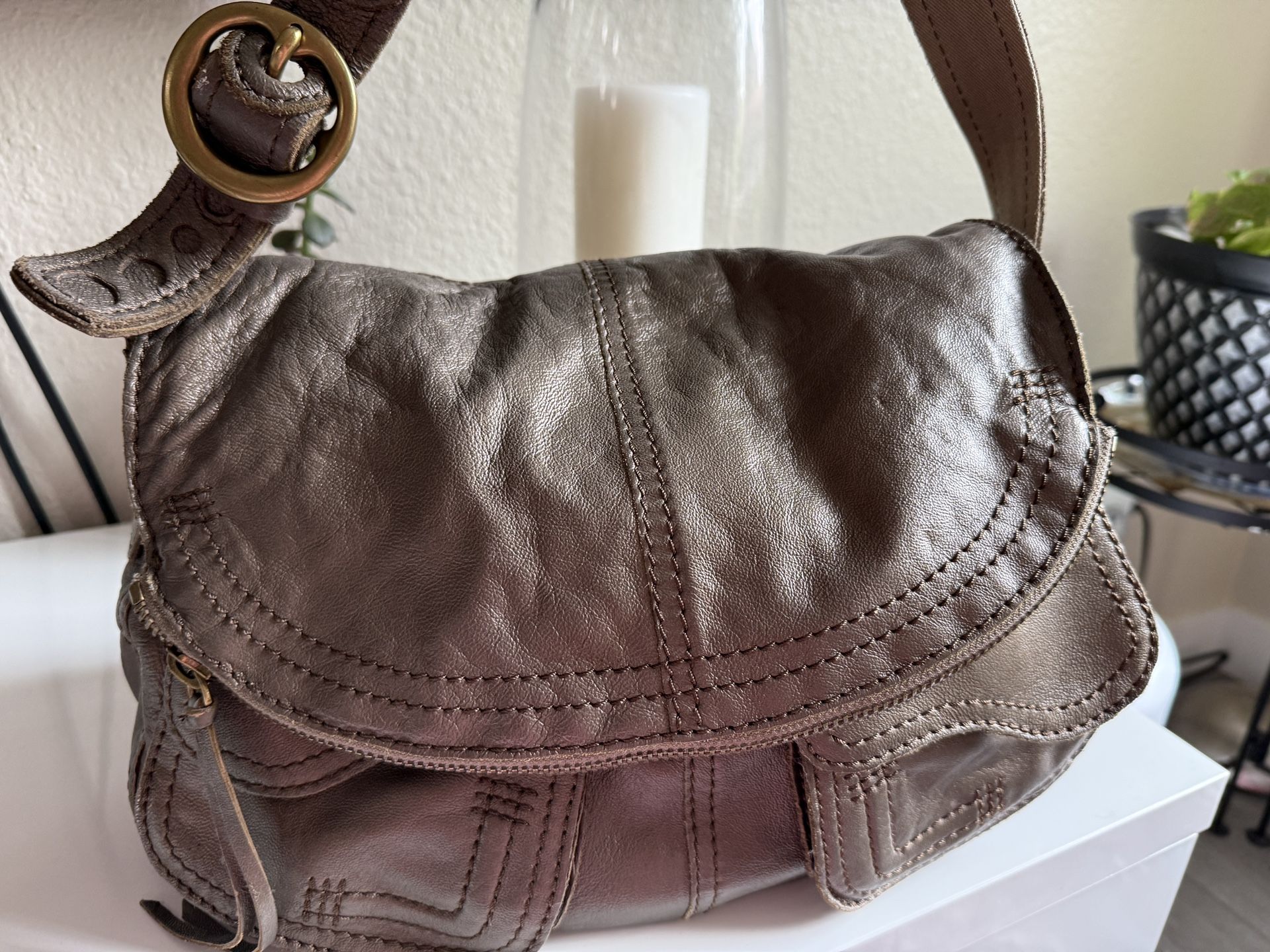 Vintage Lucky Brand Leather Hobo Bag Purse Tote