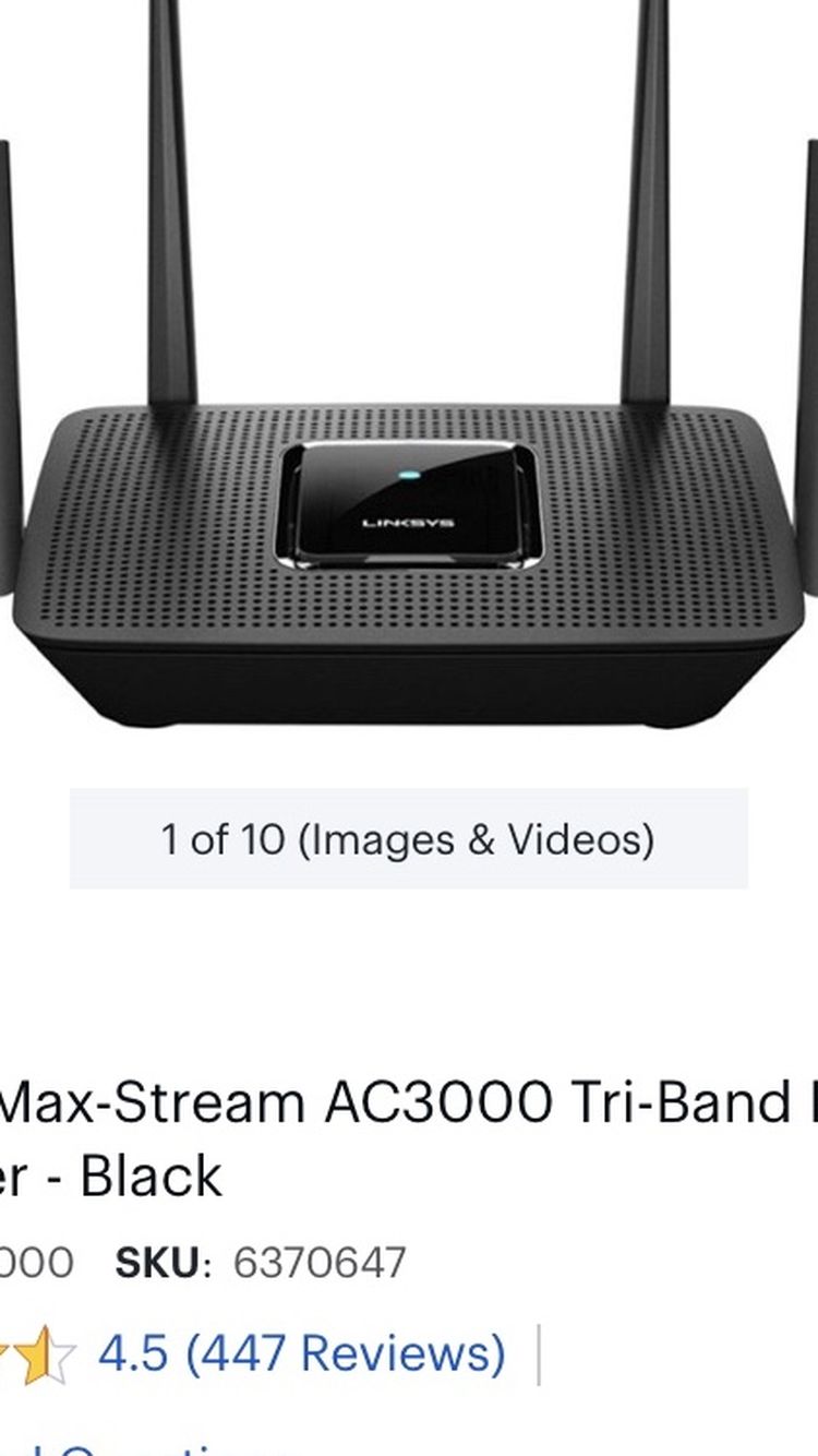 Linksys Max -Stream Tri-Band WiFi 5 Router AC3000