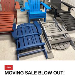 Outdoor Adirondack Chair  Fold, Ottoman and  Cup holder BRAND NEW IN BOX 5 Color Available  Yellow, Black, Brick, Light Gray, Chocolate