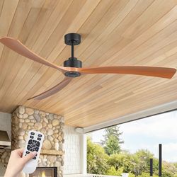 72 Inch Ceiling Fans No Light, Large Ceiling Fan Ultra Quiet DC Motor 3 Reversible Wood Finished Blade